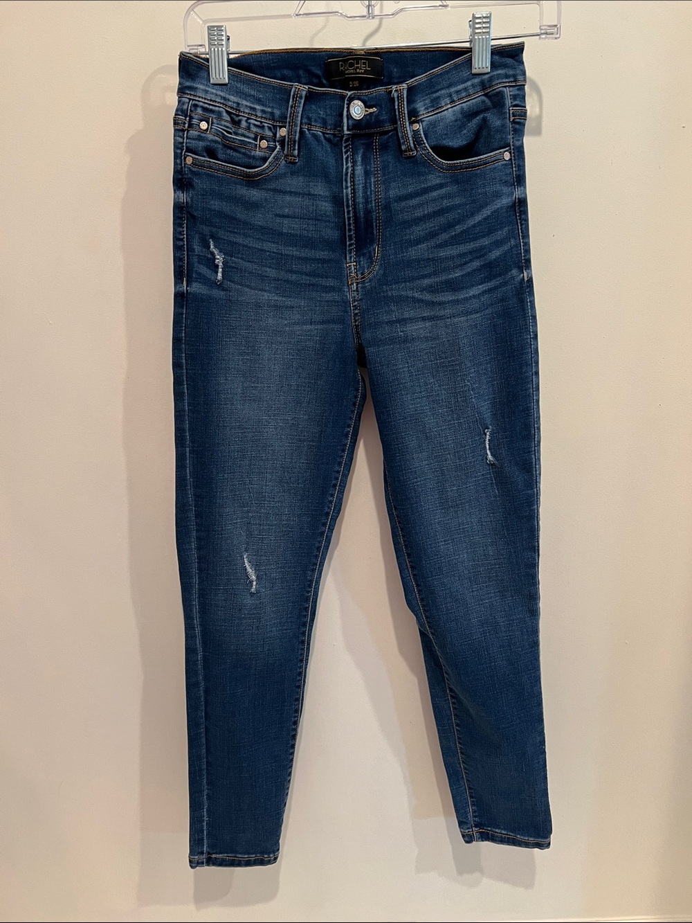 RACHEL Rachel Roy Dark Indigo Slim Jeggings with Light Distress